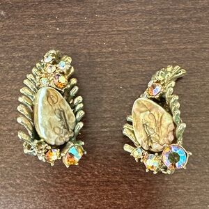 Source Unknown Gold and Iridescent Earrings